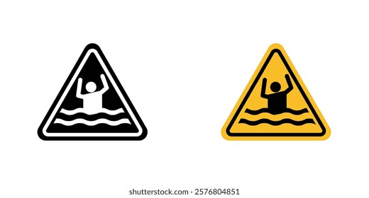 Risk of drowning warning signs vector pack for web designs
