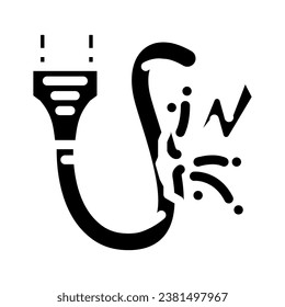 Risiko der elektrischen Glyphe Symbol Vektorgrafik. Risikostromzeichen. einzelne Symbolillustration