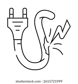 risk electricity line icon vector. risk electricity sign. isolated contour symbol black illustration