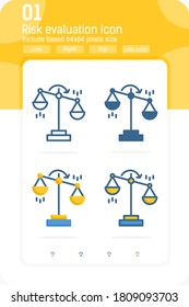 Risk evaluation premium icon with multiple style isolated on white background. Vector illustration concept design template for web design and mobile app, business, finance, UI, UX and all project