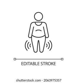 Risk Factor Linked To Obesity Linear Icon. Increasing Risk Of Osteoarthritis. Joint Degeneration. Thin Line Customizable Illustration. Contour Symbol. Vector Isolated Outline Drawing. Editable Stroke