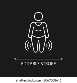 Risk Factor Linked To Obesity White Linear Icon For Dark Theme. Increasing Risk Of Osteoarthritis. Thin Line Customizable Illustration. Isolated Vector Contour Symbol For Night Mode. Editable Stroke