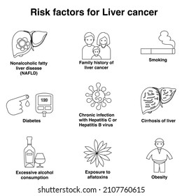 Risikofaktor für Leberkrebs Umriss-Vektorsymbol