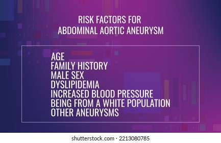 Risk Factors  For Abdominal Aortic Aneurysm. Vector Illustration For Medical Journal Or Brochure.