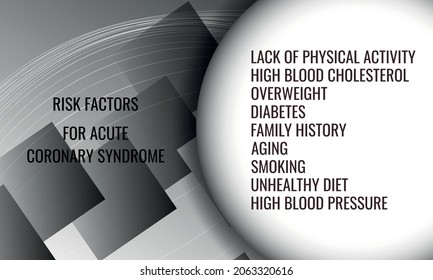 factores de riesgo del síndrome coronario agudo. Ilustración vectorial para la revista médica o el folleto.
