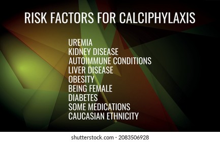 Risikofaktoren für die Calciphylaxe. Vektorgrafik für medizinische Zeitschrift oder Broschüre.