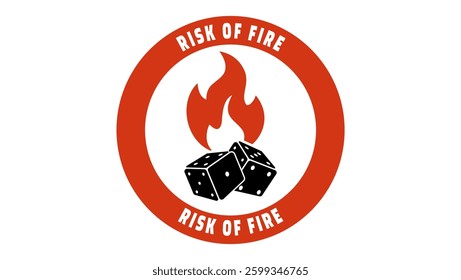 risk of fire,sign, black and red  isolated silhouette