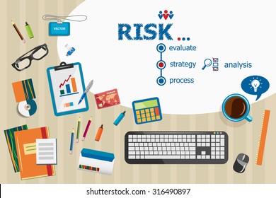 Risk and flat design illustration concepts for business analysis, planning, consulting, team work, project management. Risk concepts for web banner and printed materials.