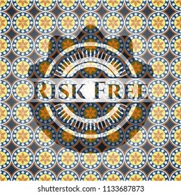 Risk Free arabesque emblem background. arabic decoration.