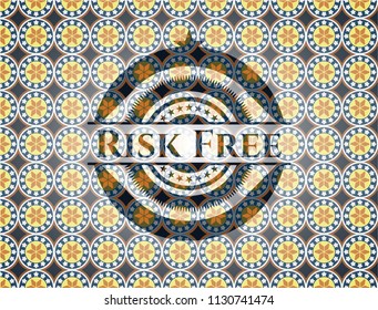 Risk Free arabesque style badge. arabic decoration.
