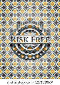 Risk Free arabic badge background. Arabesque decoration.