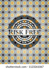 Risk Free arabic style badge. Arabesque decoration.