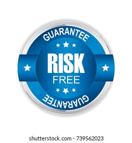 Risk Free Badge With Silver And Blue Border.vector Illustration