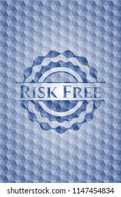 Risk Free blue emblem with geometric background.