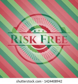 Risk Free christmas colors style badge. Vector Illustration. Detailed.