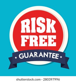 Risk free design over blue background, vector illustration.
