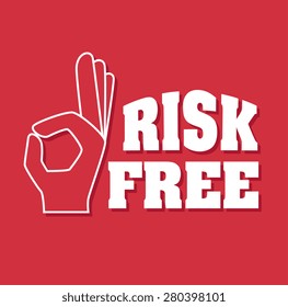 Risk free design over red background, vector illustration.