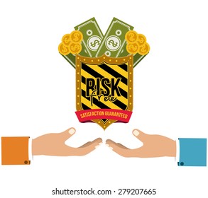 Risk free design over white background, vector illustration