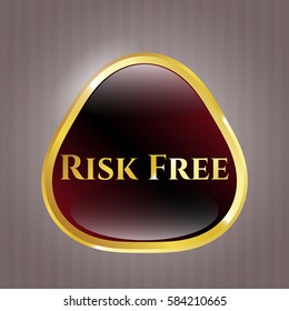 Risk Free gold shiny emblem in maroon
