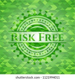 Risk Free green emblem with mosaic background