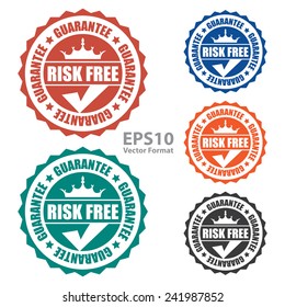 Risk free guarantee icon, tag, label, badge, sign, sticker isolated on white, vector format