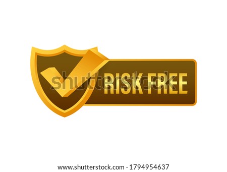 Risk free, guarantee label on white background. Vector illustration.