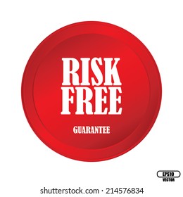 Risk free red button isolated on white background - Vector.