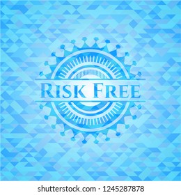 Risk Free sky blue emblem with mosaic ecological style background