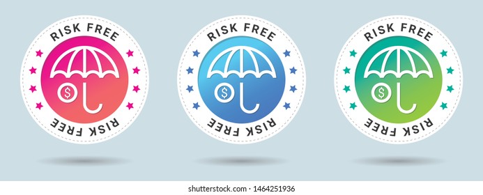 Risk free stamp vector illustration. Vector certificate icon. Set of 3 beautiful color gradients. Vector combination for certificate in flat style.