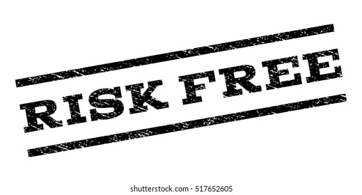 Risk Free watermark stamp. Text tag between parallel lines with grunge design style. Rubber seal stamp with scratched texture. Vector black color ink imprint on a white background.