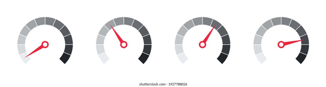 Risk Gauge Scale. Speedometer icons. Set of Measuring Scales. Vector illustration