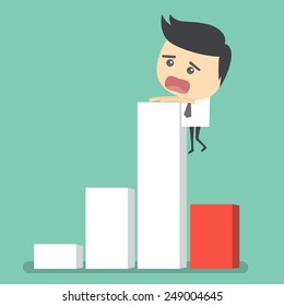 Risk in a graph going down of businessman