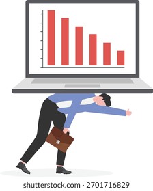 Risco em um gráfico que desce de empresário

