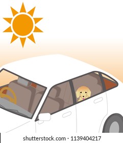 Risk Of Heat Stroke. Dog Confined Inside The Car.