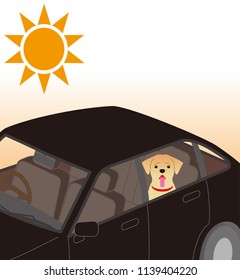 Risk Of Heat Stroke. Dog Confined Inside The Car.