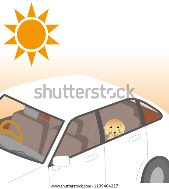 Risk of heat\
stroke. Dog confined inside the\
car.