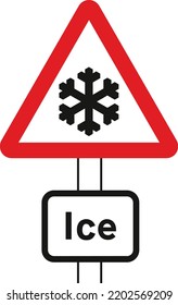 Risk of ice, The Highway Code Traffic Sign, Signs giving orders, Signs with red circles are mostly prohibitive. Plates below signs qualify their message.