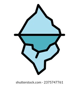 Risk iceberg icon outline vector. Glacier underwater. Sea arctic color flat