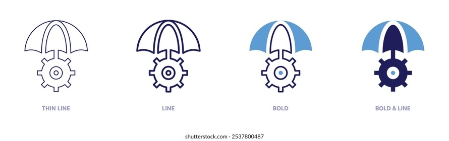 Risiko-Symbol in 4 verschiedenen Stilen. Dünne Linie, Linie, Fett und Fette Linie. Duotone-Stil. Bearbeitbarer Strich.