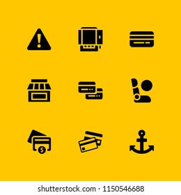 risk icon. 9 risk set with warning, online payment, credit cards and credit card vector icons for web and mobile app