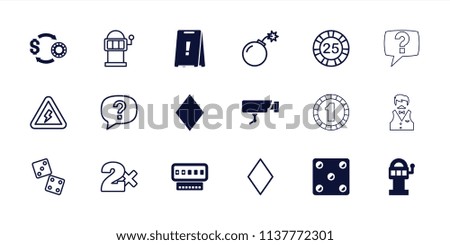 Risk icon. collection of 18 risk filled and outline icons such as slot machine, diamonds, 25 casino chip, casino bet, slot machine. editable risk icons for web and mobile.