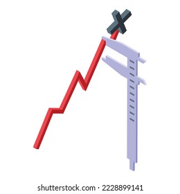 Icono de riesgo vector isométrico. Negocio bajo. Control de gráfico