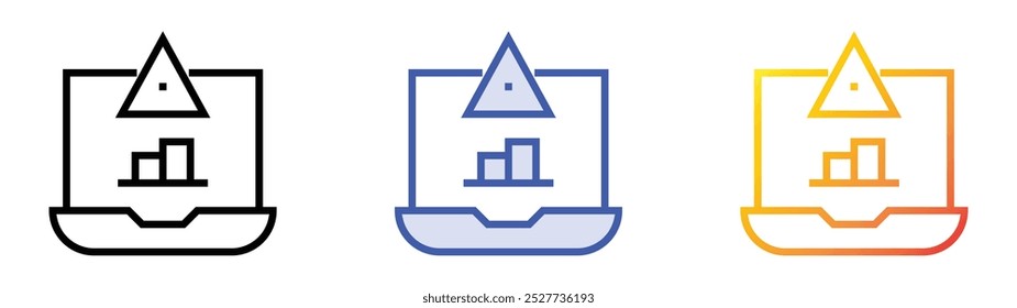 icono de riesgo. Lineal, relleno azul y diseño de estilo degradado aislado sobre fondo blanco
