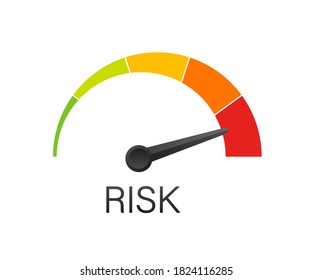 Risk icon on speedometer. High risk meter. Vector stock illustration.