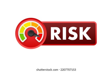 Risk icon on speedometer. High risk meter. Vector stock illustration.