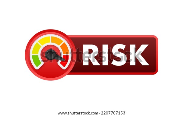 Risk icon on speedometer. High risk meter.
Vector stock
illustration.