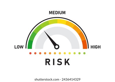 Risk icon on speedometer, template for graphic and web design. vector illustration