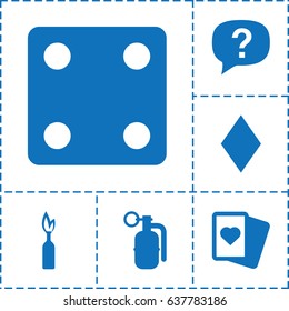 Risk icon. set of 6 risk filled icons such as diamonds, dice, spades, dynamite