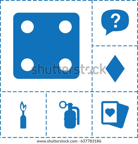 Risk icon. set of 6 risk filled icons such as diamonds, dice, spades, dynamite