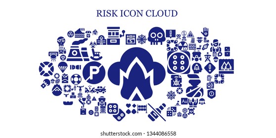 risk icon set. 93 filled risk icons.  Simple modern icons about  - Dangerous, Earthquake, Tsunami, Slot machine, Spider web, Skull, Dice, No alcohol, Poker, Parachute, Iceberg